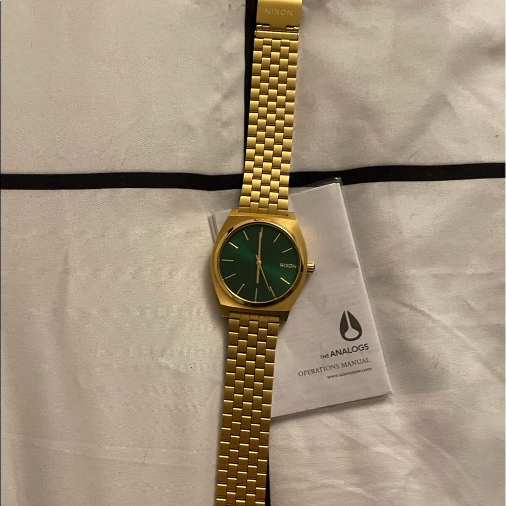 Nixon gold and green, Time Teller watch. Unisex. Brand new (no box) never worn.
